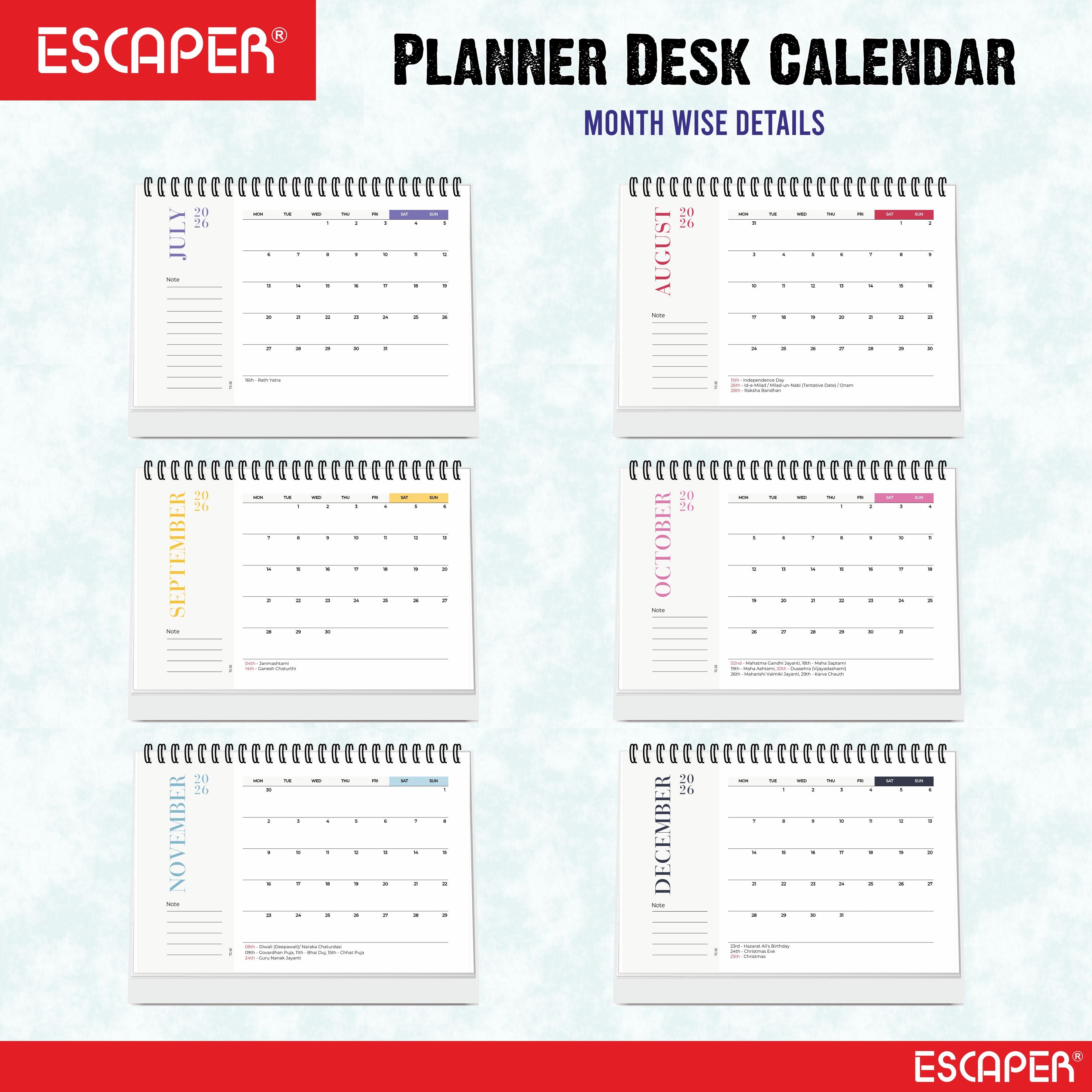Pastel 2026 Desk Planner & Table Calendar, A5 Daily Calendar for Home, Office & Study, Track Tasks, Meetings, Notes & Deadlines, 2026 New Year Gift & Desk Organizer