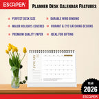 Pastel 2026 Desk Planner & Table Calendar, A5 Daily Calendar for Home, Office & Study, Track Tasks, Meetings, Notes & Deadlines, 2026 New Year Gift & Desk Organizer