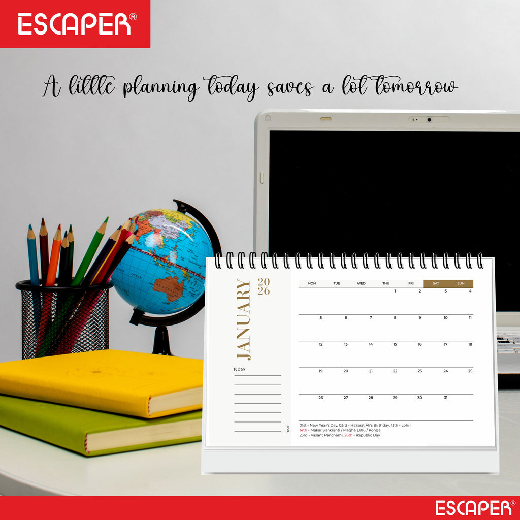 Pastel 2026 Desk Planner & Table Calendar, A5 Daily Calendar for Home, Office & Study, Track Tasks, Meetings, Notes & Deadlines, 2026 New Year Gift & Desk Organizer