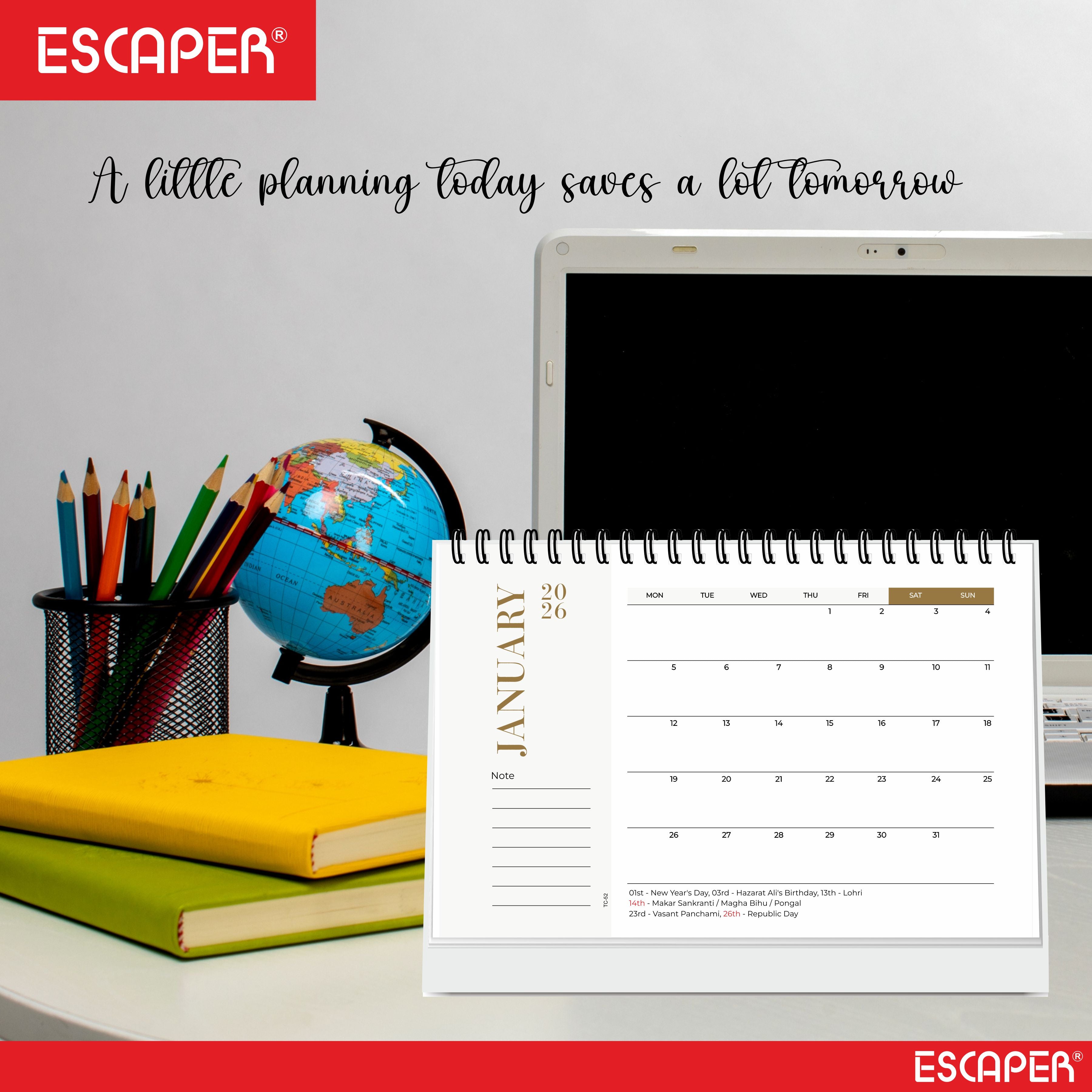 Pastel 2026 Desk Planner & Table Calendar, A5 Daily Calendar for Home, Office & Study, Track Tasks, Meetings, Notes & Deadlines, 2026 New Year Gift & Desk Organizer