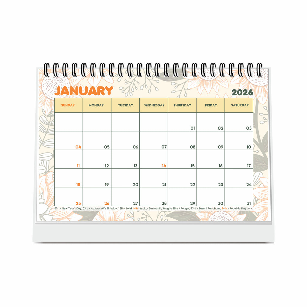 Floral 2026 Desk Planner & Table Calendar – A5 Daily Organiser for Home, Office & Study, Desk Calendar 2026 to Track Tasks, Notes, Meetings & Important Dates, New Year Gift