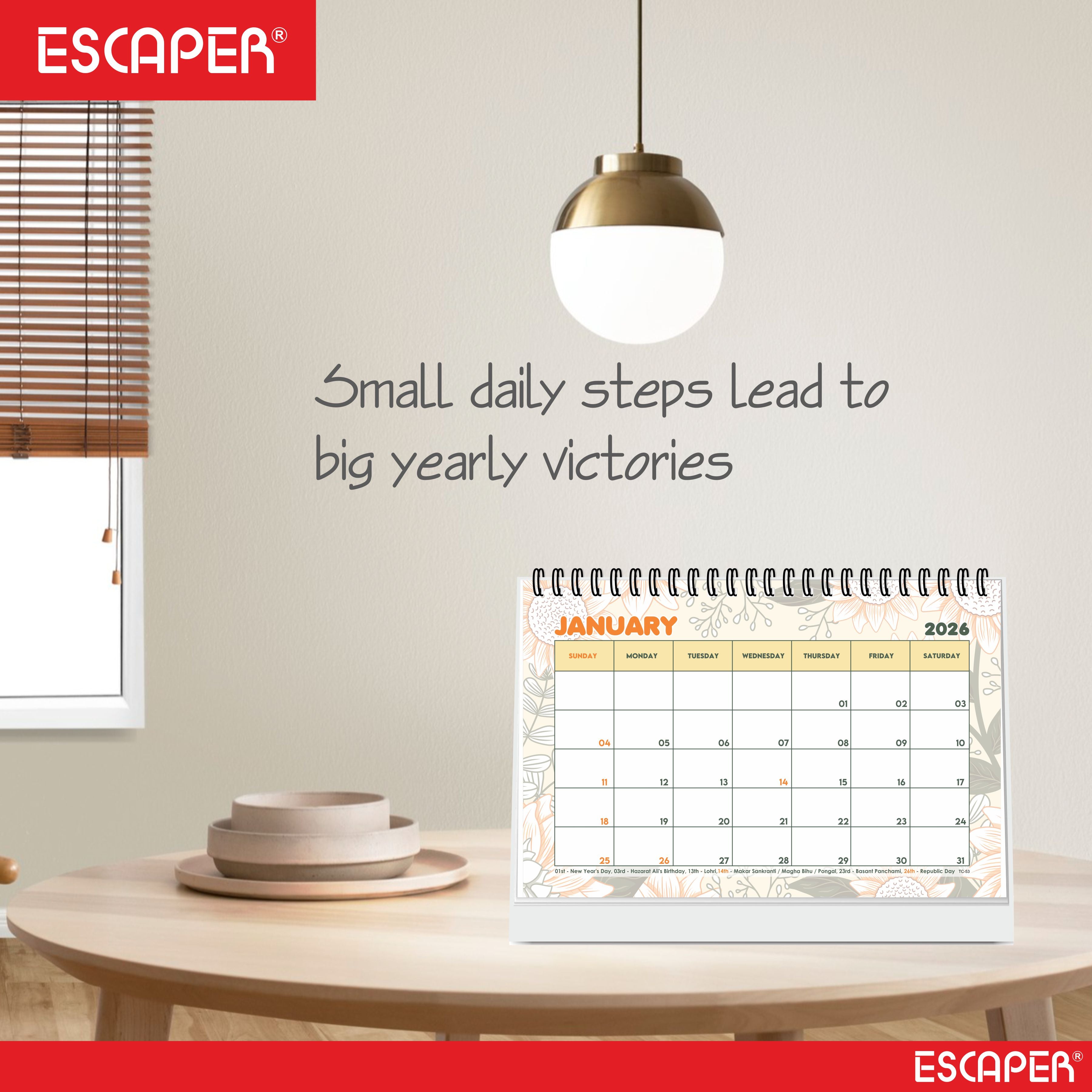 Floral 2026 Desk Planner & Table Calendar – A5 Daily Organiser for Home, Office & Study, Desk Calendar 2026 to Track Tasks, Notes, Meetings & Important Dates, New Year Gift