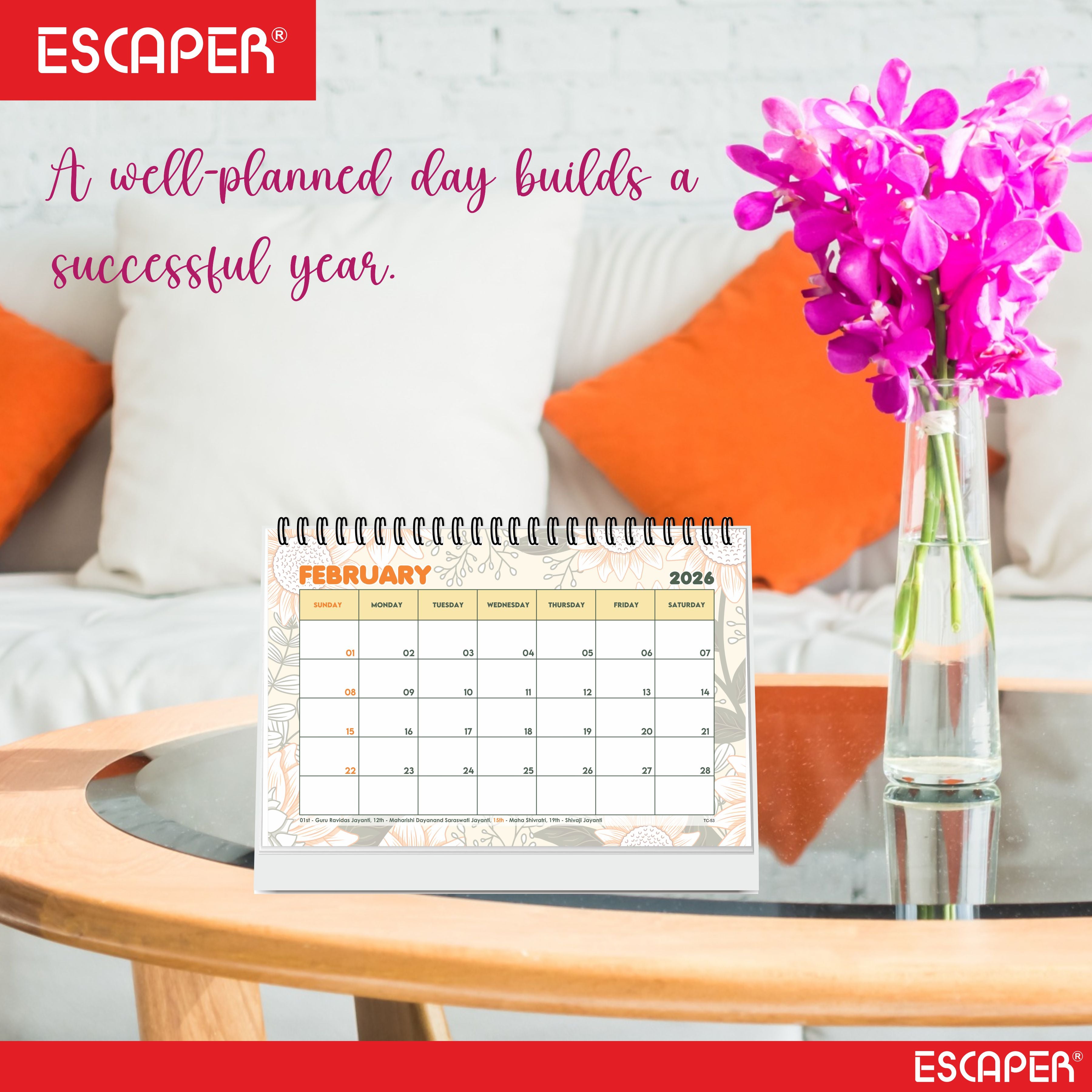 Floral 2026 Desk Planner & Table Calendar – A5 Daily Organiser for Home, Office & Study, Desk Calendar 2026 to Track Tasks, Notes, Meetings & Important Dates, New Year Gift