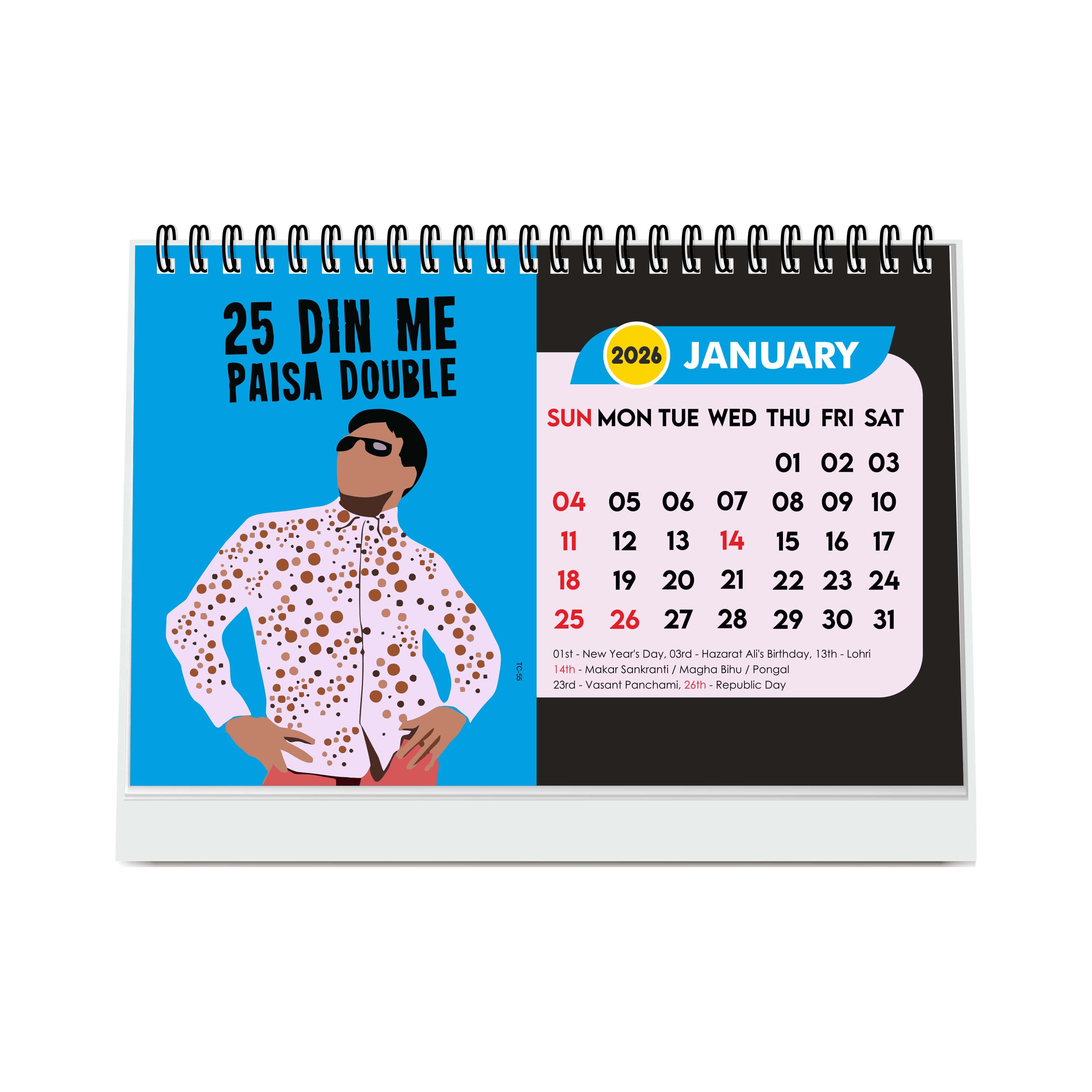 Famous Bollywood Dialogues Calendar 2026 Desk – Bollywood Movie Quotes, Iconic Actor Lines, Cinema Table Calendar, A5 Desk Calendar for Bollywood Fans