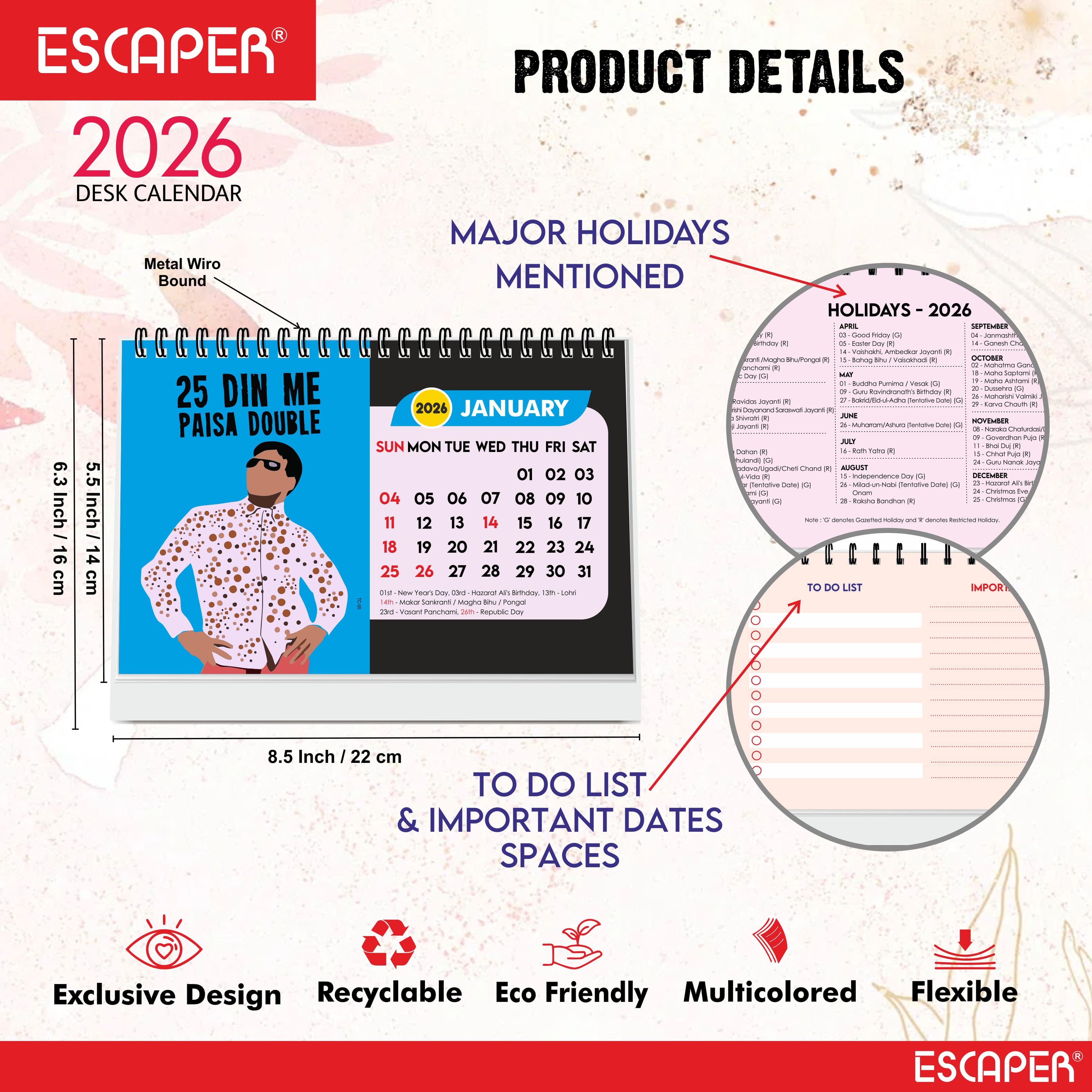 Famous Bollywood Dialogues Calendar 2026 Desk – Bollywood Movie Quotes, Iconic Actor Lines, Cinema Table Calendar, A5 Desk Calendar for Bollywood Fans