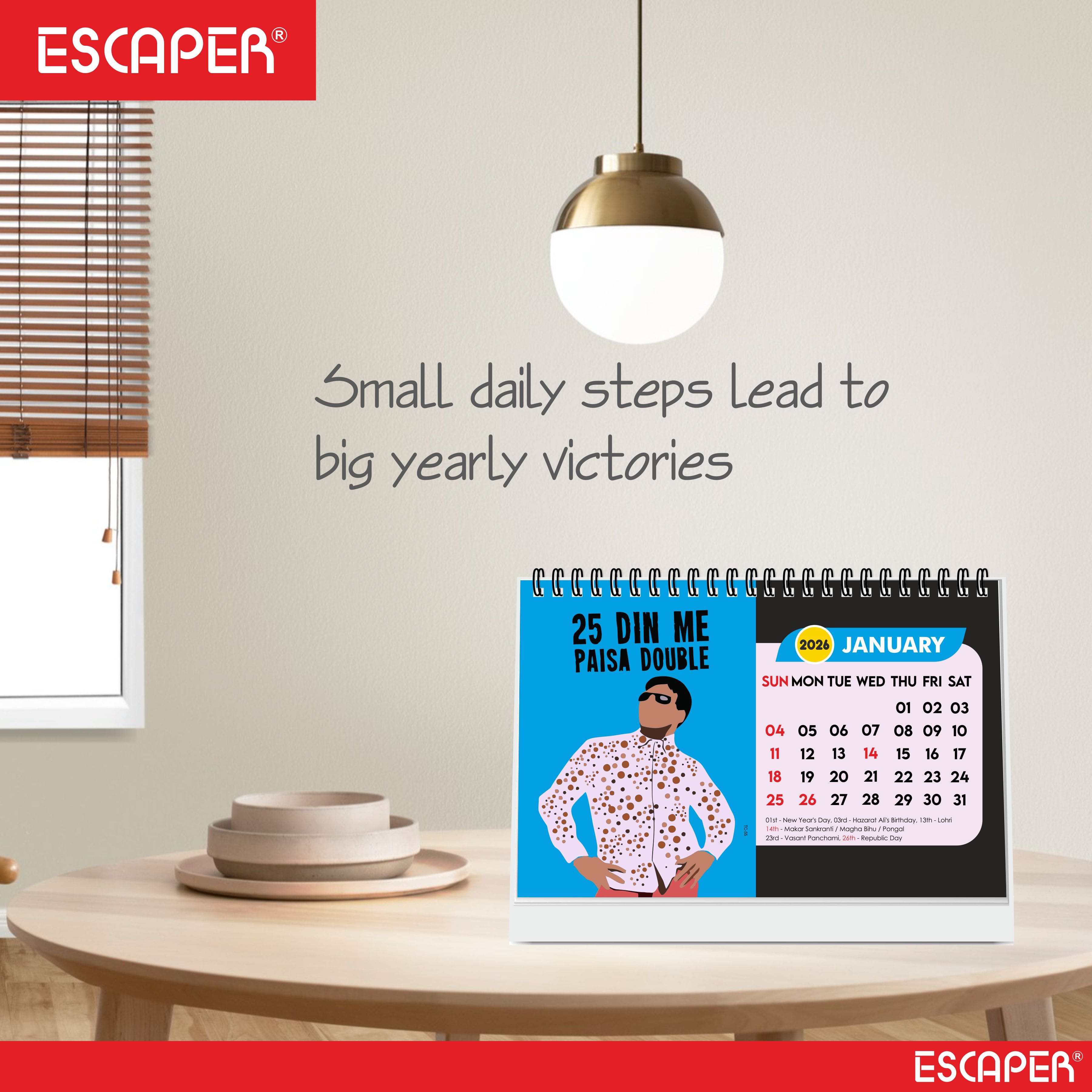 Famous Bollywood Dialogues Calendar 2026 Desk – Bollywood Movie Quotes, Iconic Actor Lines, Cinema Table Calendar, A5 Desk Calendar for Bollywood Fans