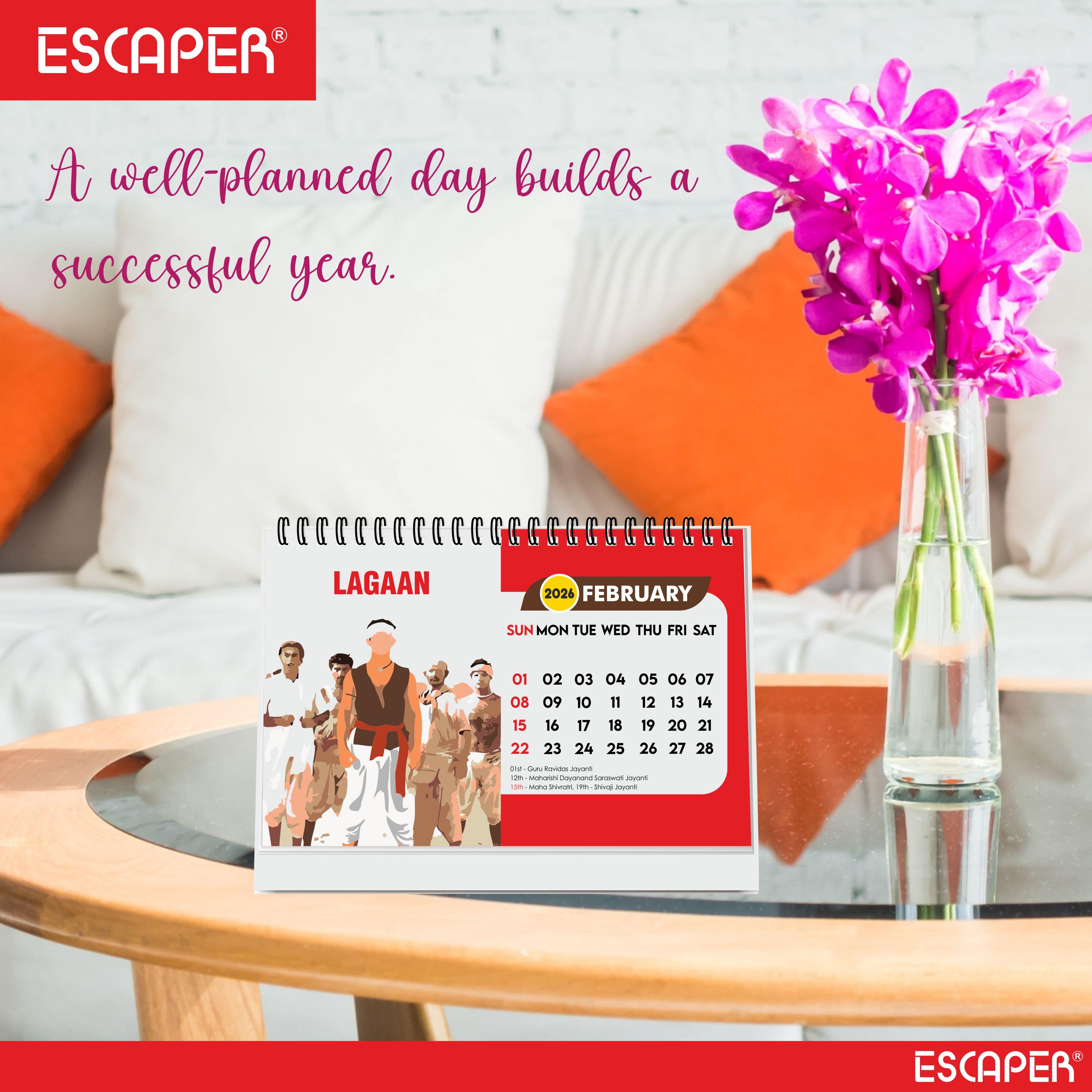 Famous Bollywood Dialogues Calendar 2026 Desk – Bollywood Movie Quotes, Iconic Actor Lines, Cinema Table Calendar, A5 Desk Calendar for Bollywood Fans