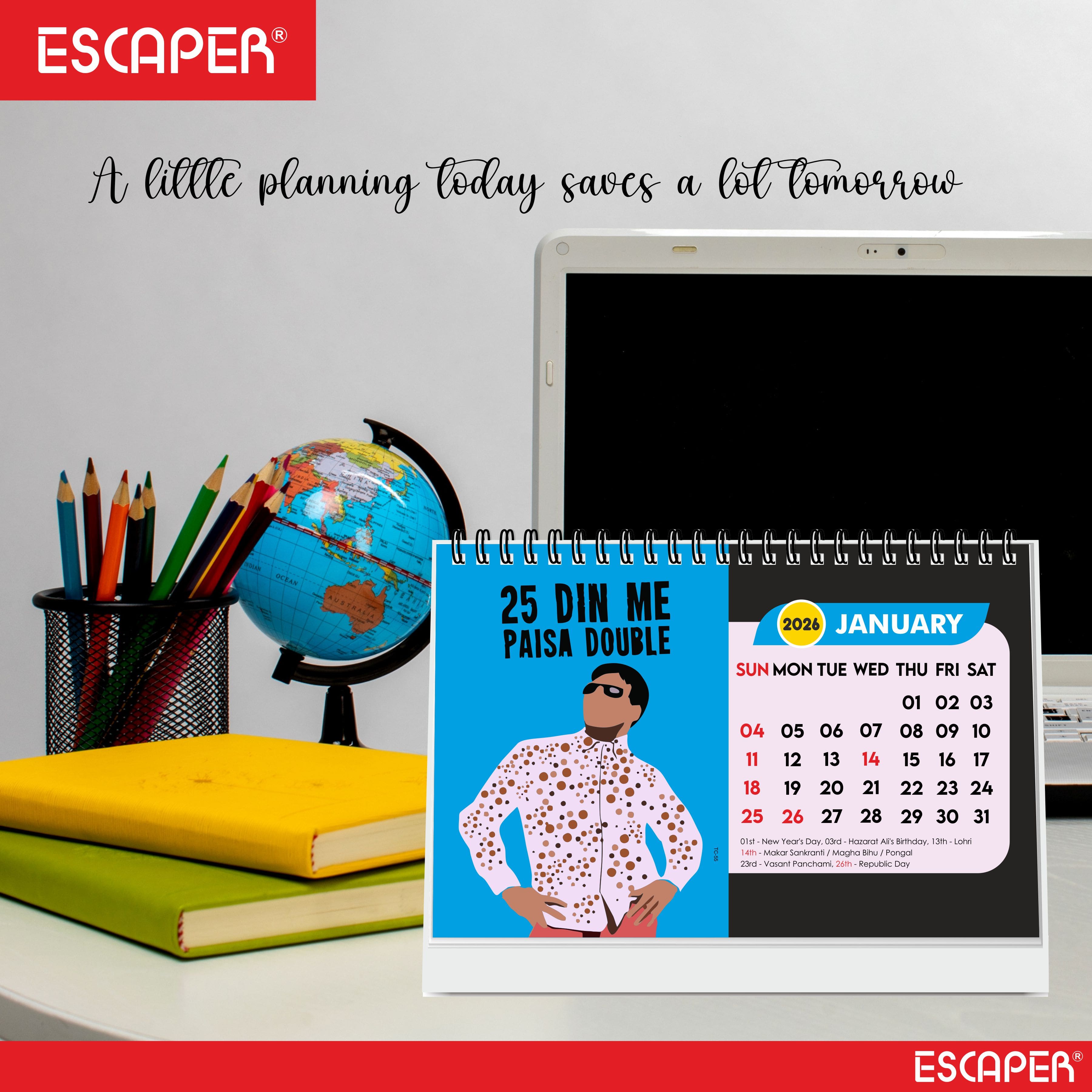 Famous Bollywood Dialogues Calendar 2026 Desk – Bollywood Movie Quotes, Iconic Actor Lines, Cinema Table Calendar, A5 Desk Calendar for Bollywood Fans