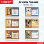 Sikh Calendar 2026 Desk, Sikhism Calendar 2026, Guru Nanak & Guru Govind Singh Photos, Sikh Guru Images, Religious Desk Calendar 2026