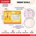 Premanand Ji Maharaj Desk Calendar 2026 – A5 Size, Devotional & Religious Table Calendar with Inspirational Quotes, Famous Indian Guru Photo Calendar, Premanand Ji Calendar 2026