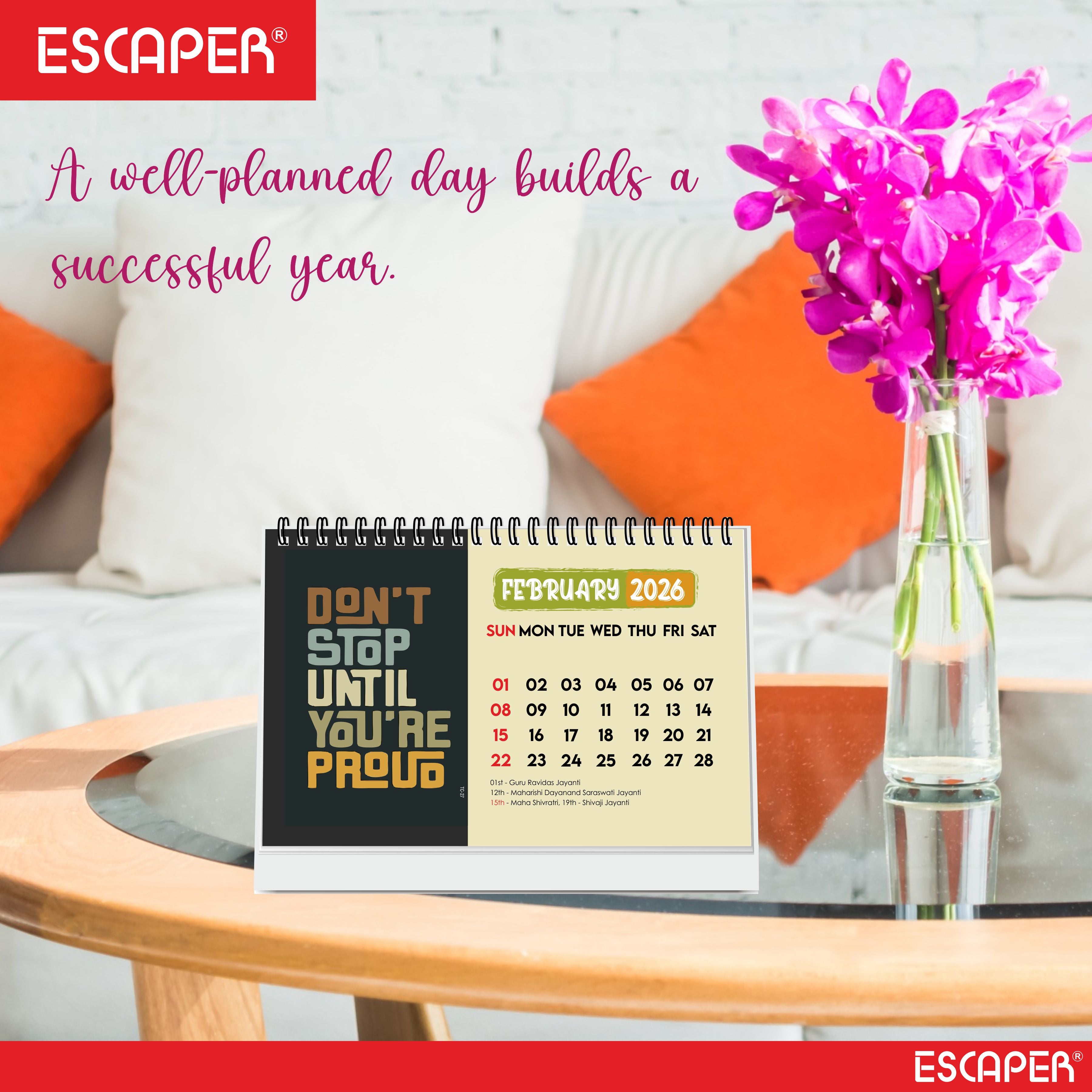 Dream Plan Do Motivational Desk Calendar 2026 – A5 Table Calendar 2026 with Inspirational Quotes, Desktop Calendar 2026, Motivational Calendar for Desk, New Year Calendar 2026