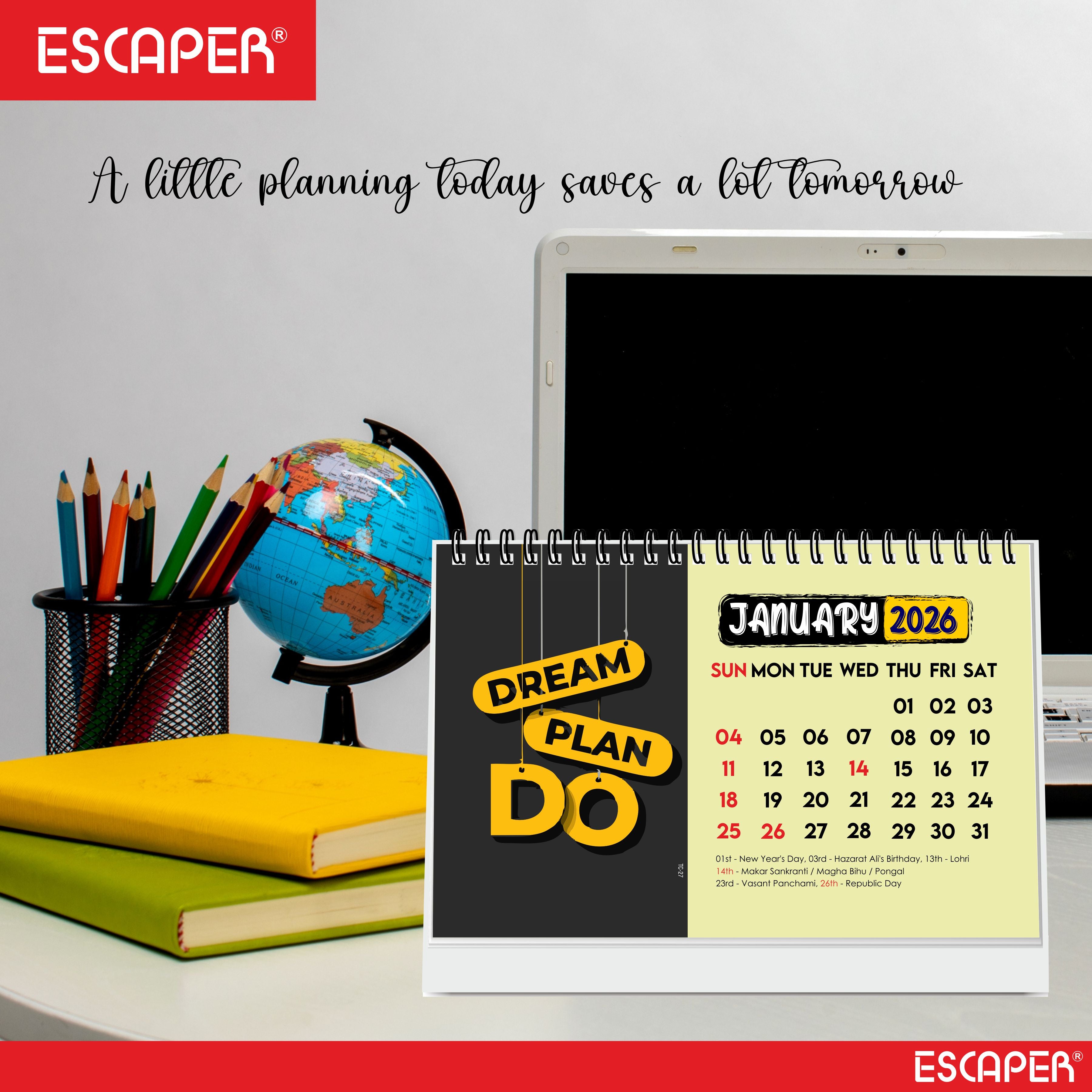 Dream Plan Do Motivational Desk Calendar 2026 – A5 Table Calendar 2026 with Inspirational Quotes, Desktop Calendar 2026, Motivational Calendar for Desk, New Year Calendar 2026