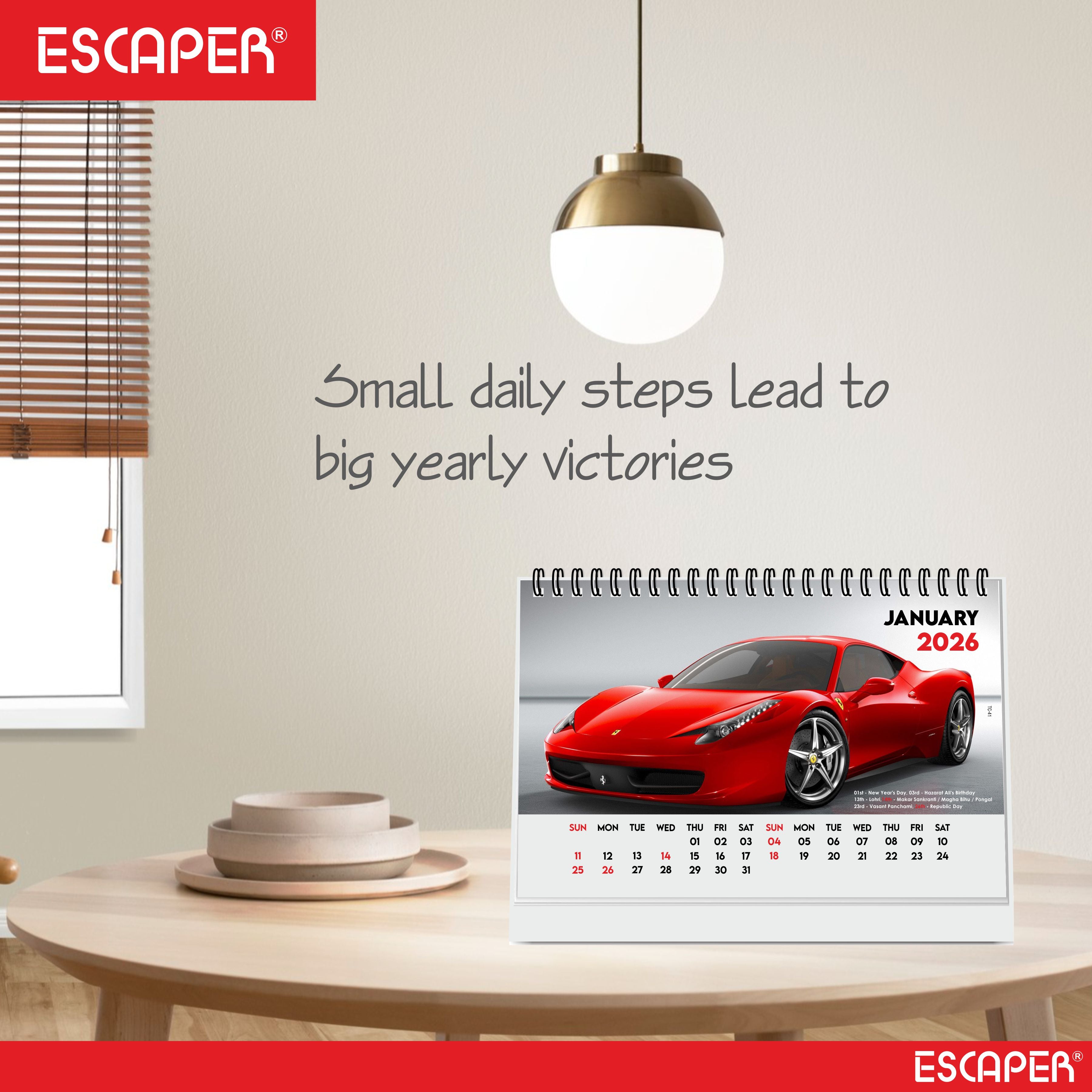 Cars Desk Calendar 2026 (A5 Size) – Luxury & Sports Vehicles Table Display, Office & Study Desktop Organizer, New Year Gift Automotive Desk Decor