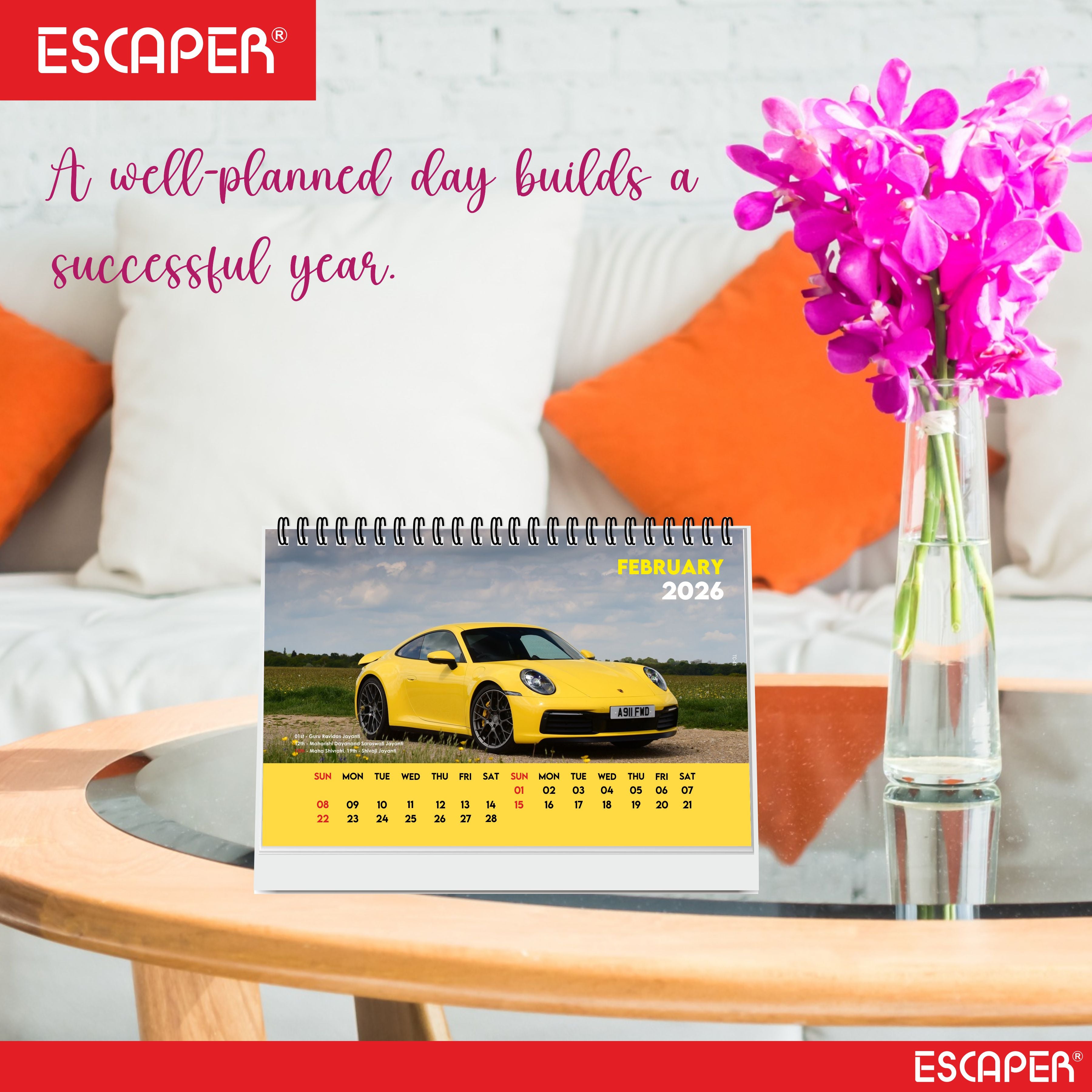 Cars Desk Calendar 2026 (A5 Size) – Luxury & Sports Vehicles Table Display, Office & Study Desktop Organizer, New Year Gift Automotive Desk Decor