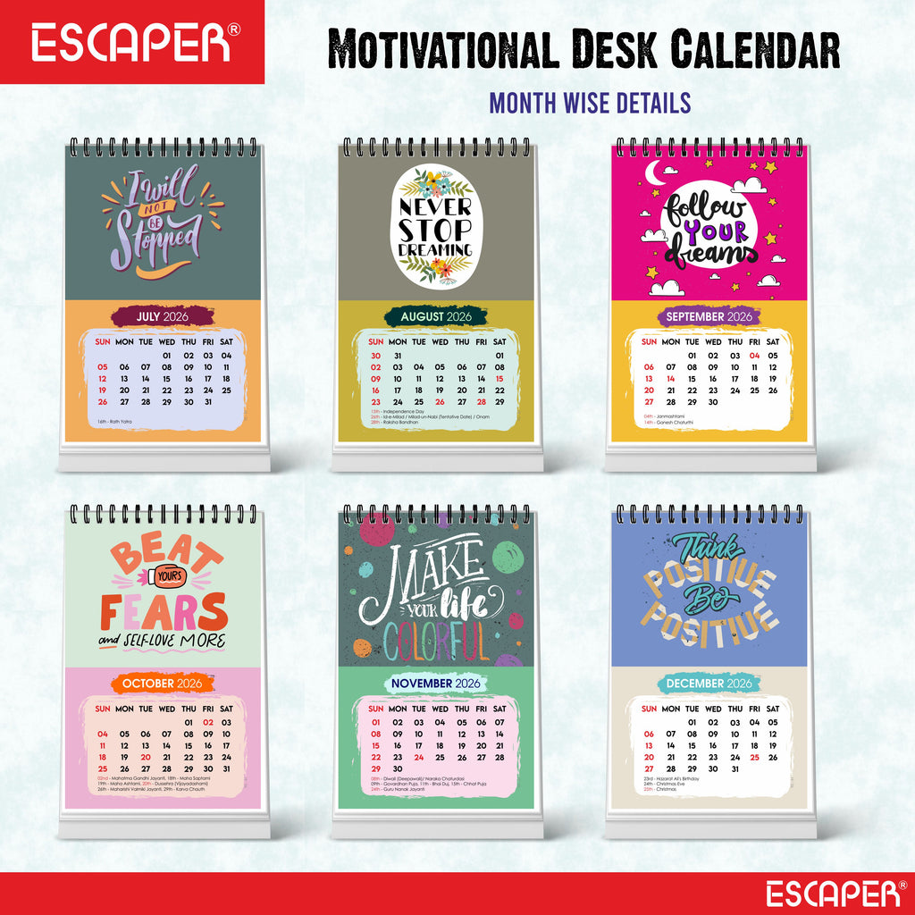 Awesome Motivational Desk Calendar 2026 with Quotes, A5 Size (5.75" x 8.5") Table Calendar for Office, Study, or Home, New Year Calendar 2026 for Gifting, Cute Desk Accessory