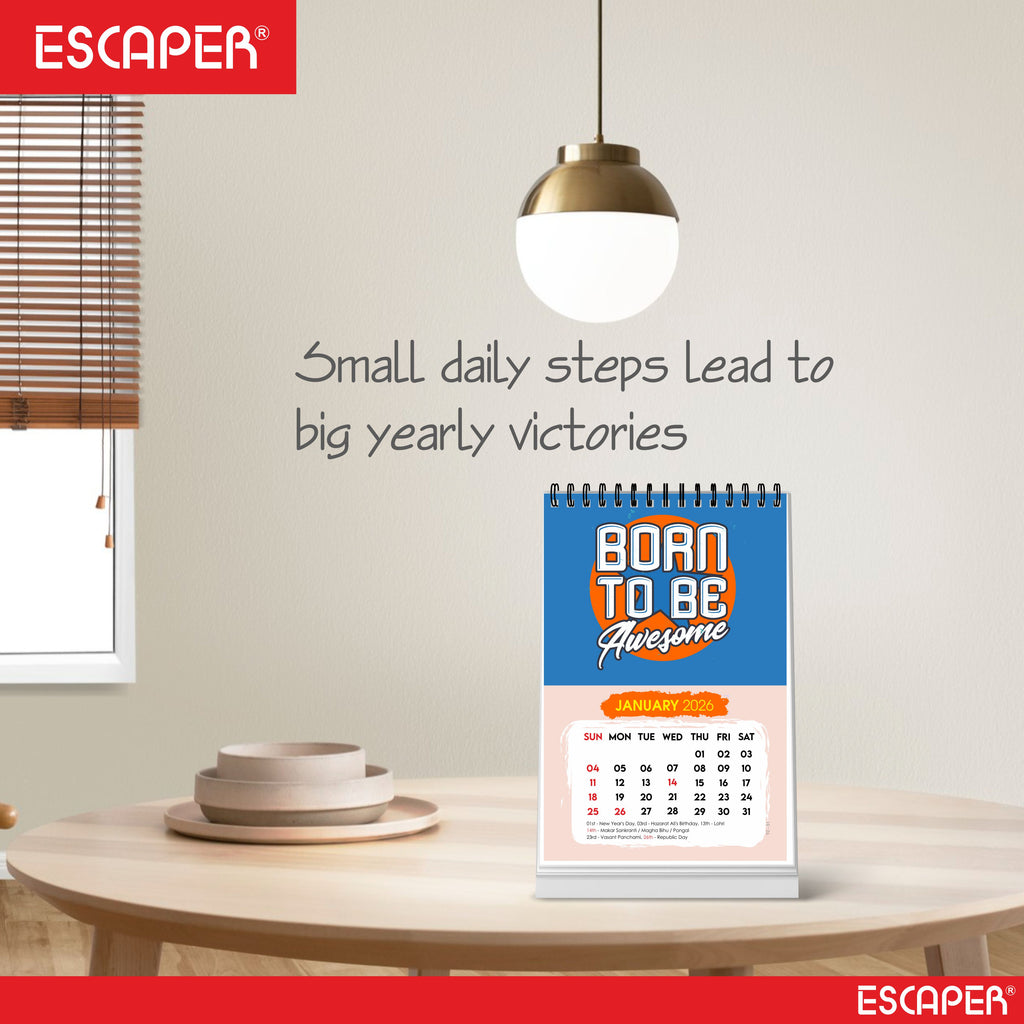 Awesome Motivational Desk Calendar 2026 with Quotes, A5 Size (5.75" x 8.5") Table Calendar for Office, Study, or Home, New Year Calendar 2026 for Gifting, Cute Desk Accessory