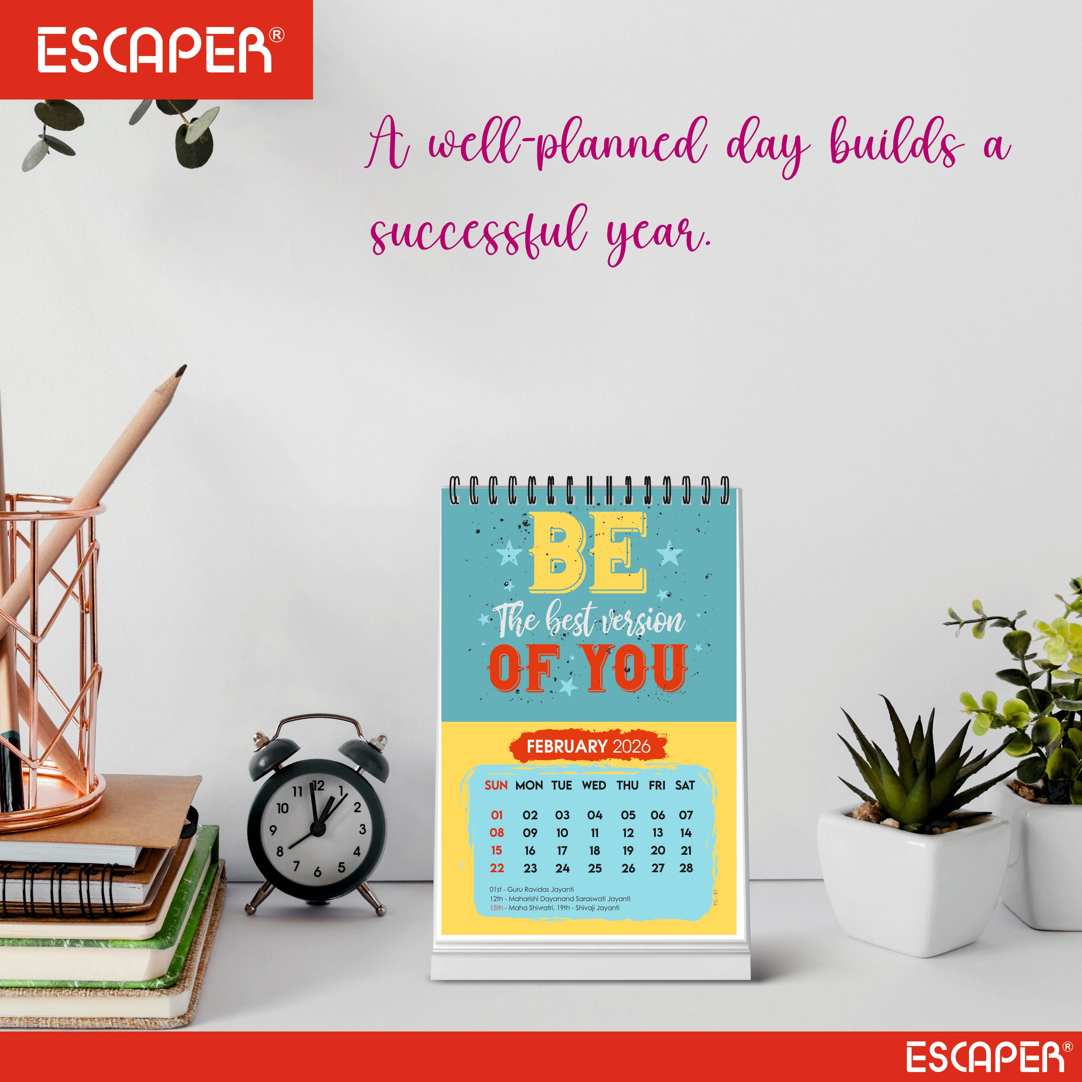 Awesome Motivational Desk Calendar 2026 with Quotes, A5 Size (5.75" x 8.5") Table Calendar for Office, Study, or Home, New Year Calendar 2026 for Gifting, Cute Desk Accessory