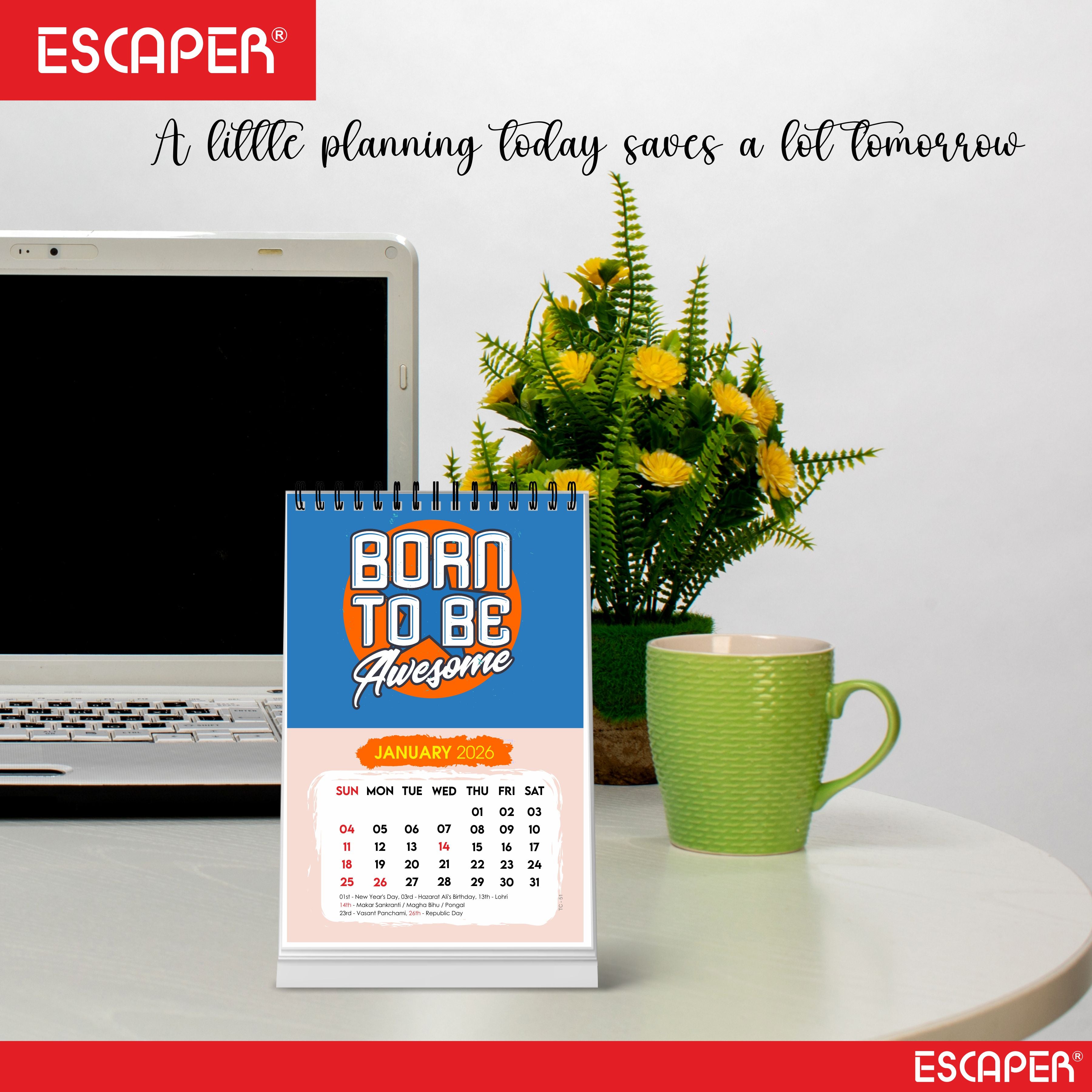 Awesome Motivational Desk Calendar 2026 with Quotes, A5 Size (5.75" x 8.5") Table Calendar for Office, Study, or Home, New Year Calendar 2026 for Gifting, Cute Desk Accessory