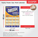 Motivational New Year Wall Calendar 2025 (45x30 cm), Indian Holidays Mentioned, Hanging for Home & Office Use