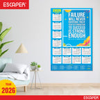 Motivational New Year Wall Calendar 2026 (45x30 cm), Laminated 300 GSM Paper, Inspirational Quotes Wall Calendar 2026, Ideal for Home & Office Decor, Study Room, Wall Art