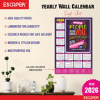 Motivational New Year Wall Calendar 2026 (45x30 cm) Laminated, 300 GSM Paper, Self Adhesive Back, Inspirational Wall Art For Home & Office Decor, Study Room