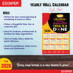 Inspirational New Year Wall Calendar 2026 (45x30 cm) Laminated, 300 GSM Paper, Self Adhesive Back, Motivational Wall Art For Home & Office Decor, Study Room