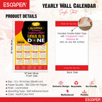 Inspirational New Year Wall Calendar 2026 (45x30 cm) Laminated, 300 GSM Paper, Self Adhesive Back, Motivational Wall Art For Home & Office Decor, Study Room