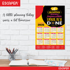 Inspirational New Year Wall Calendar 2026 (45x30 cm) Laminated, 300 GSM Paper, Self Adhesive Back, Motivational Wall Art For Home & Office Decor, Study Room