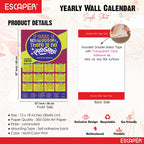 Motivational New Year Wall Calendar 2026 (45x30 cm) Laminated, 300 GSM Paper, Self Adhesive Back, Inspirational Quotes Wall Art For Home & Office Decor, Study Room