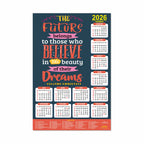 Motivational New Year Wall Calendar 2026 (45x30 cm) Laminated, 300 GSM Paper, Self Adhesive Back, Inspirational Quotes Wall Art For Home & Office Decor, Study Room