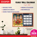 Goddess Lakshmi Wall Calendar 2026 hanging (45 x 30 cm), Laxmi Ji Pana, Laxmi Devi, Durga, Saraswati Maa Wall Calendar 2026, Kali Mata Photo, Sherawali Mata