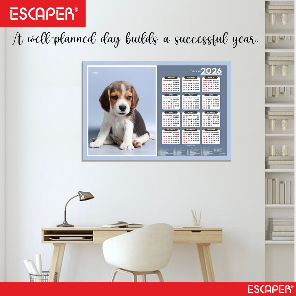 Beagle Dog Wall Calendar 2026 – 45 x 30 cm, Cute Puppy & Pet Dog Photos, Wall Decor Calendar for Home, Kids Room & New Year Gift