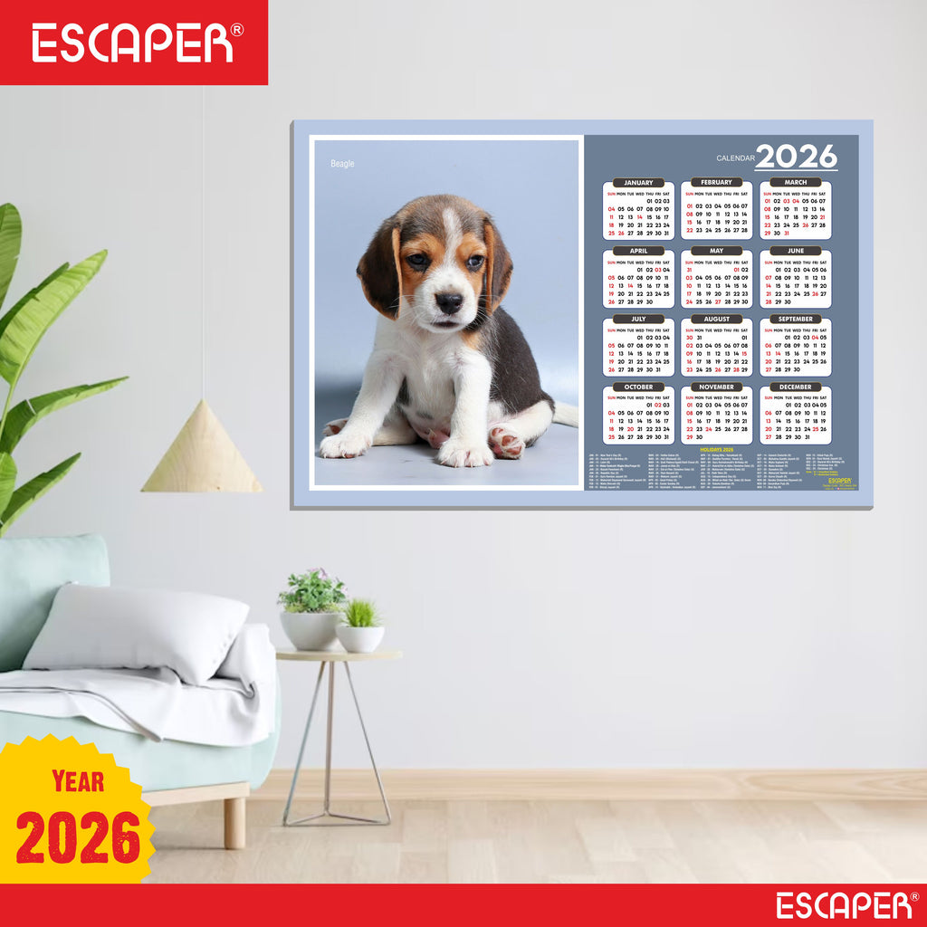 Beagle Dog Wall Calendar 2026 – 45 x 30 cm, Cute Puppy & Pet Dog Photos, Wall Decor Calendar for Home, Kids Room & New Year Gift