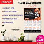 Swami Vivekanand Motivational Wall Calendar 2026 & Inspirational Quotes (12 x 18), Famous Quotes Wall Calendar 2026, Ideal for Room Decoration, Wall Art