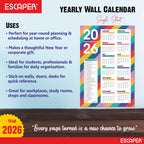 Wall Calendar 2026 – 12 x 18 Inch, Laminated 300 GSM Paper, Easy-to-Stick, Durable & Stylish Yearly Planner for Home, Office & Gift for Family or Colleagues