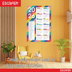 Wall Calendar 2026 – 12 x 18 Inch, Laminated 300 GSM Paper, Easy-to-Stick, Durable & Stylish Yearly Planner for Home, Office & Gift for Family or Colleagues