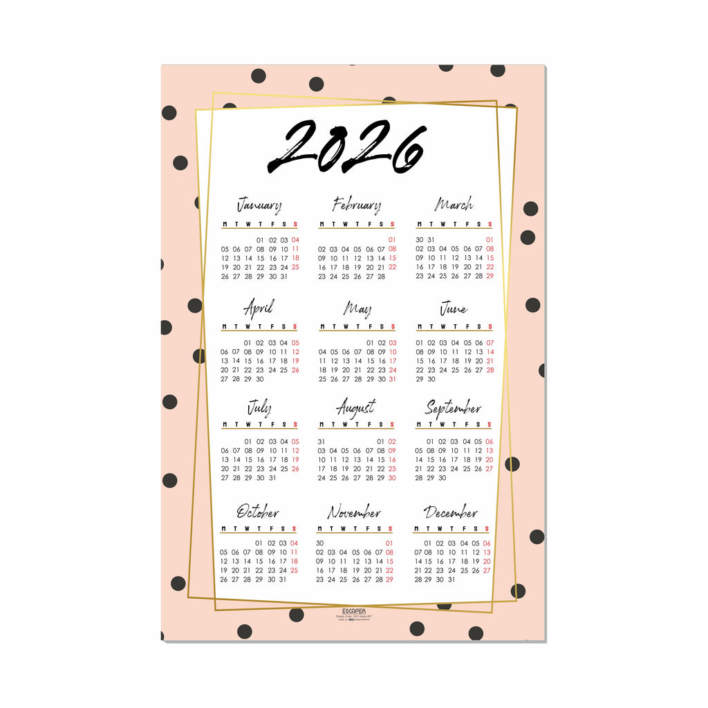 Wall Calendar 2026 – 12 x 18 Inch, Laminated 300 GSM Paper, Easy-to-Stick, Durable & Stylish Yearly Planner for Home, Office & Gift for Family or Colleagues