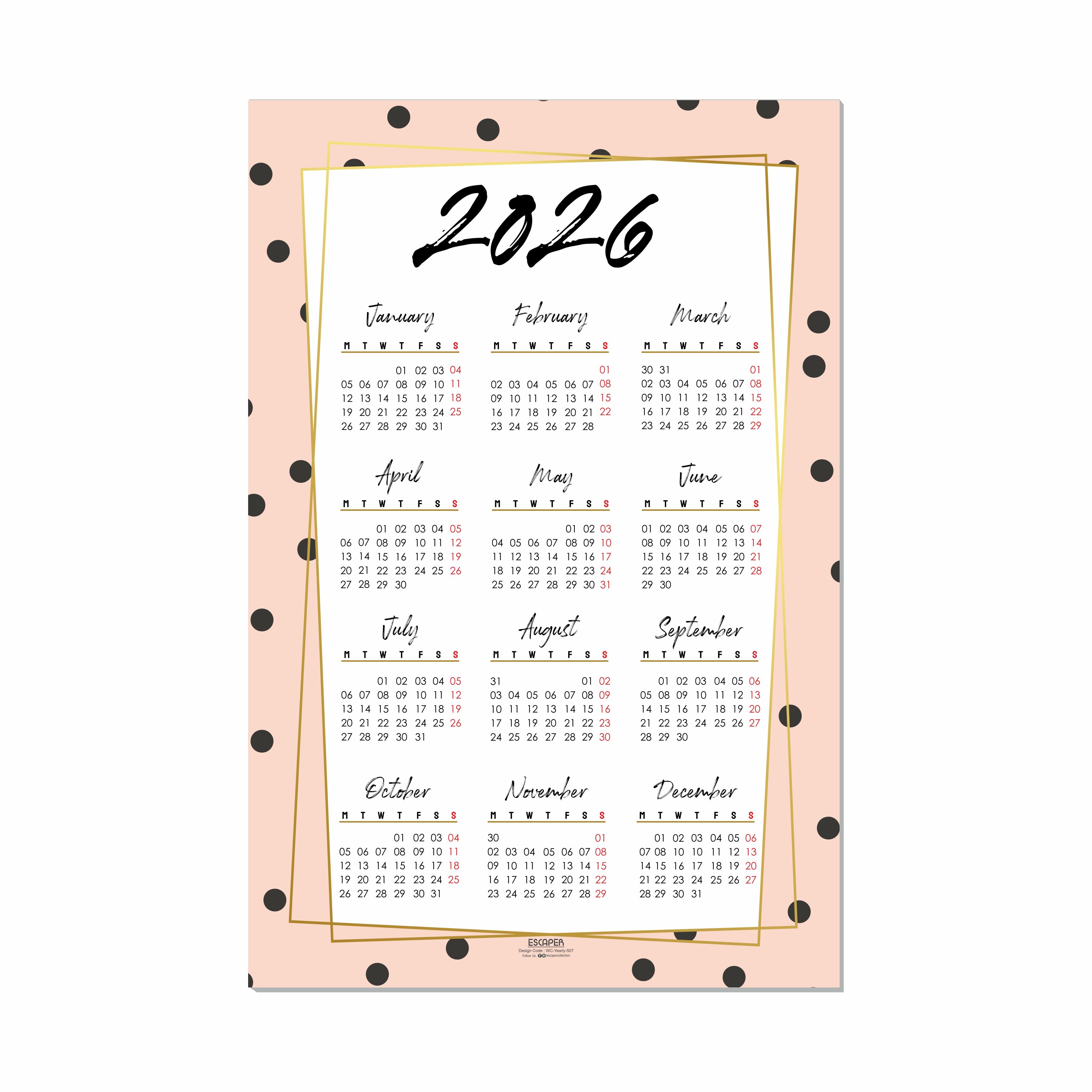 Wall Calendar 2026 – 12 x 18 Inch, Laminated 300 GSM Paper, Easy-to-Stick, Durable & Stylish Yearly Planner for Home, Office & Gift for Family or Colleagues