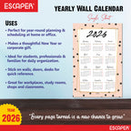 Wall Calendar 2026 – 12 x 18 Inch, Laminated 300 GSM Paper, Easy-to-Stick, Durable & Stylish Yearly Planner for Home, Office & Gift for Family or Colleagues