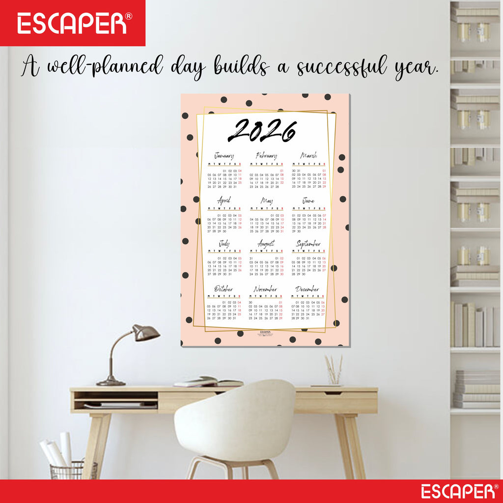 Wall Calendar 2026 – 12 x 18 Inch, Laminated 300 GSM Paper, Easy-to-Stick, Durable & Stylish Yearly Planner for Home, Office & Gift for Family or Colleagues