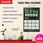 Gym Mode On Gym Wall Calendar 2026 hanging (12 x 18), Wall Calendar 2026 for Gym Motivation, Workout, Exercise, Bodybuilders, Fitness Center