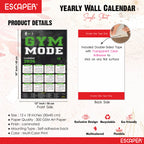 Gym Mode On Gym Wall Calendar 2026 hanging (12 x 18), Wall Calendar 2026 for Gym Motivation, Workout, Exercise, Bodybuilders, Fitness Center