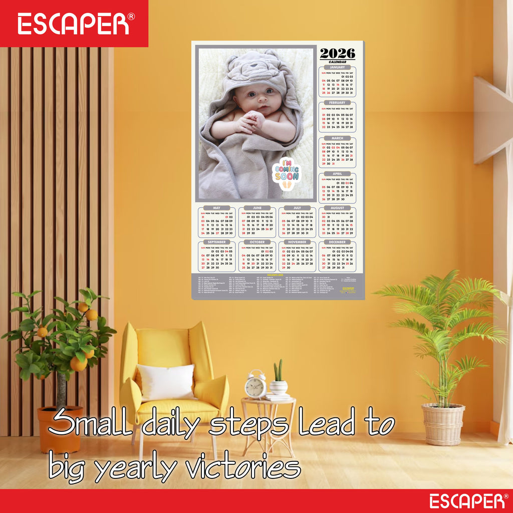 Cute Baby Wall Calendar 2026 for Pregnant Women (45 x 30 cm), Baby Pictures Photos hanging Wall Calendar 2026 for Room