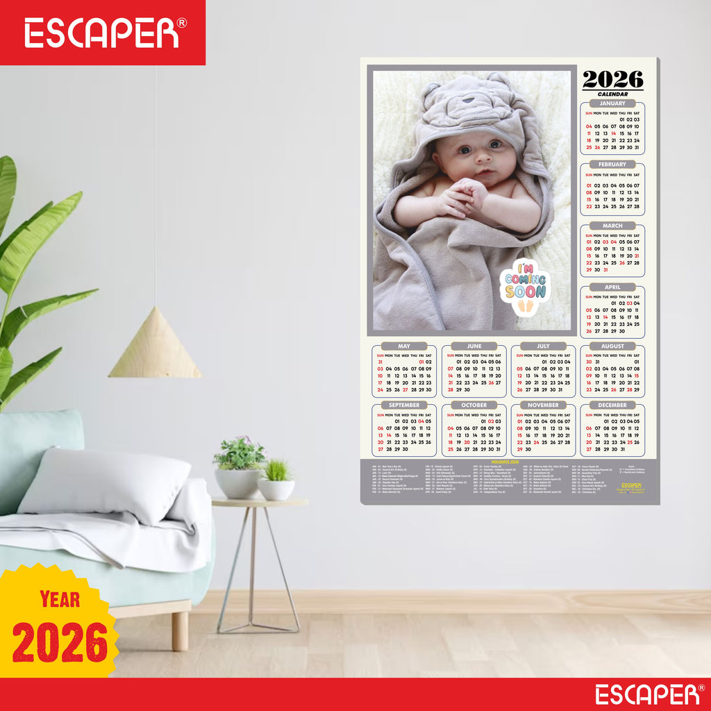 Cute Baby Wall Calendar 2026 for Pregnant Women (45 x 30 cm), Baby Pictures Photos hanging Wall Calendar 2026 for Room