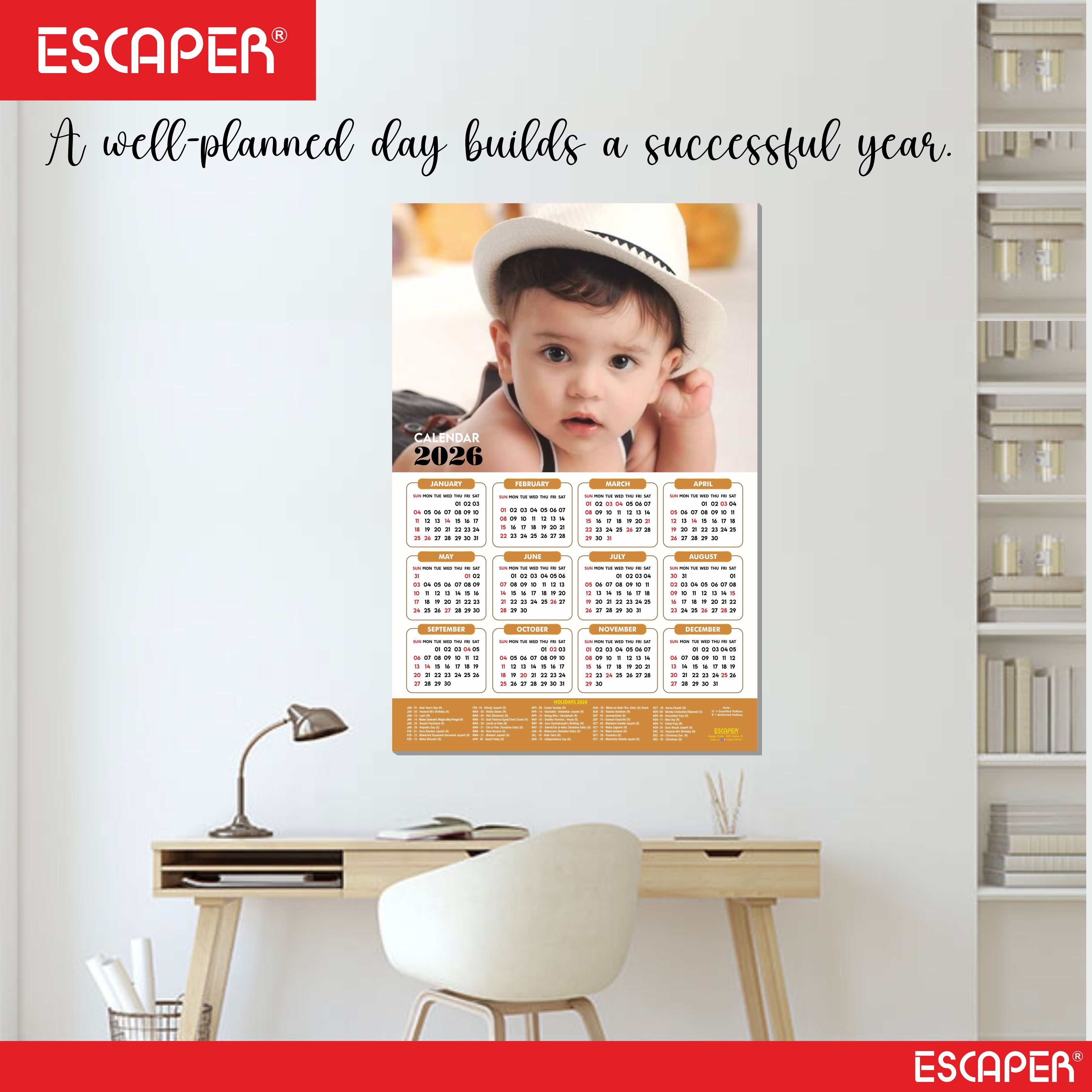Cute Baby Wall Calendar 2026 for Pregnant Women (45 x 30 cm), Baby Pictures Photos hanging Wall Calendar 2026 for Room