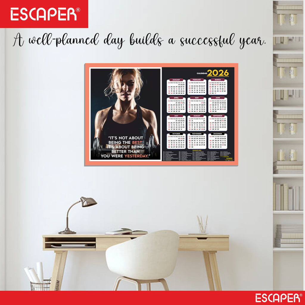 Gym Wall Calendar 2026 hanging (12 x 18), Wall Calendar 2026 for Gym Motivation, Workout, Exercise, Bodybuilders, Fitness Center