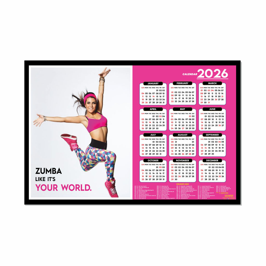 Zumba Wall Calendar 2026 hanging, (45 x 30 cm), Dance, Aerobics Wall Calendar 2026, New Year Calendar 2026, Dance Wall Decor Art, New Year Gift