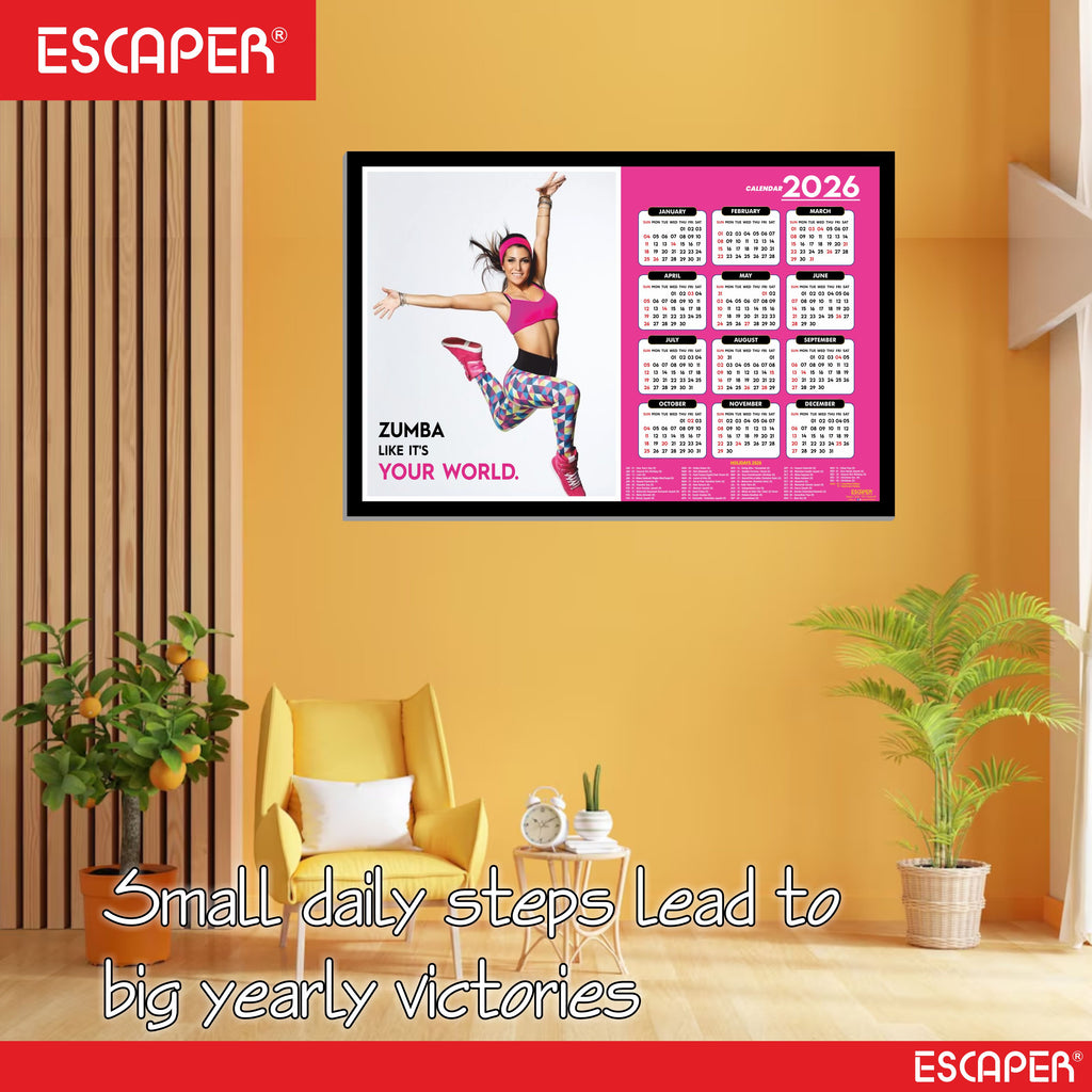 Zumba Wall Calendar 2026 hanging, (45 x 30 cm), Dance, Aerobics Wall Calendar 2026, New Year Calendar 2026, Dance Wall Decor Art, New Year Gift