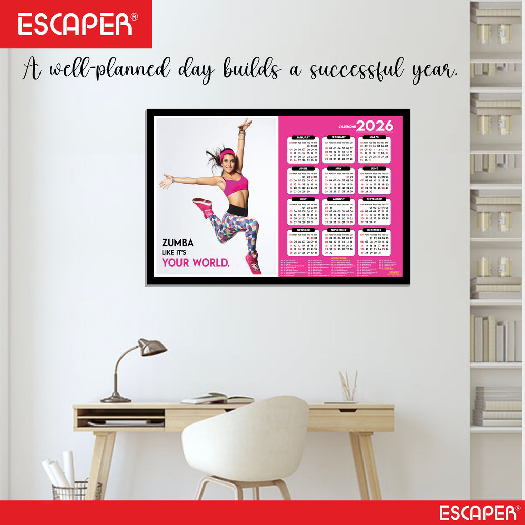 Zumba Wall Calendar 2026 hanging, (45 x 30 cm), Dance, Aerobics Wall Calendar 2026, New Year Calendar 2026, Dance Wall Decor Art, New Year Gift
