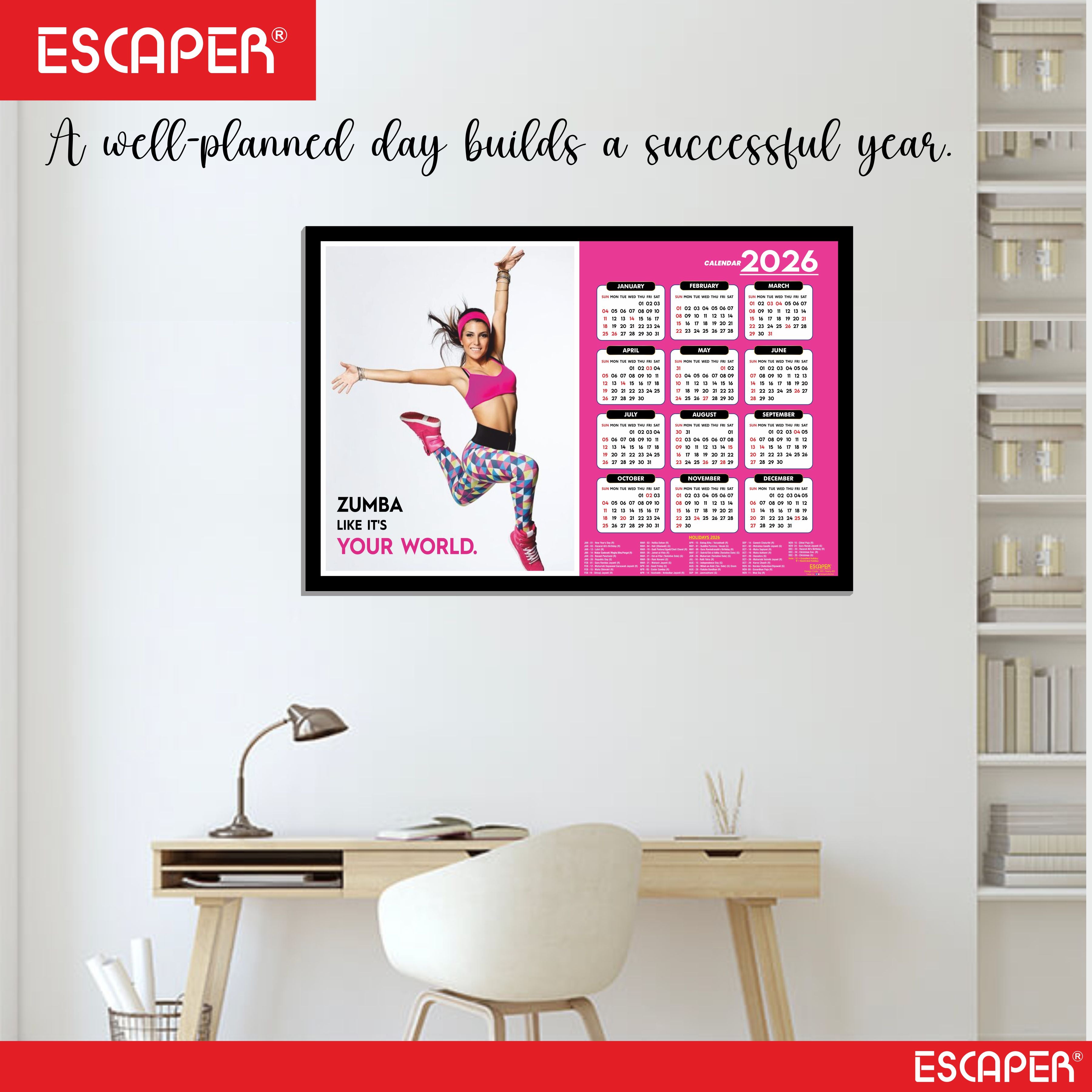 Zumba Wall Calendar 2026 hanging, (45 x 30 cm), Dance, Aerobics Wall Calendar 2026, New Year Calendar 2026, Dance Wall Decor Art, New Year Gift